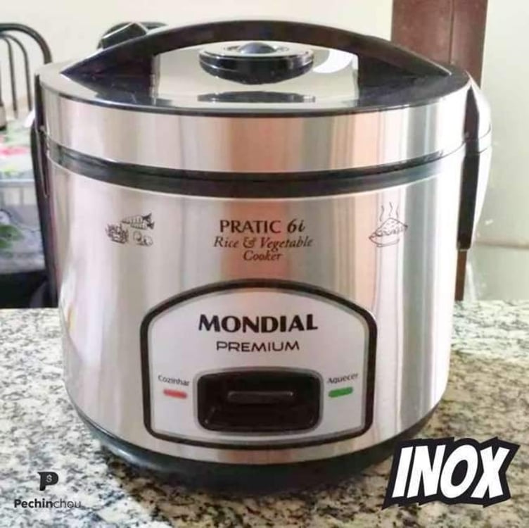 Panela Elétrica de Arroz Mondial PE-43 6 Xícaras - Preta/Inox Panela Elétrica de Arroz Mondial PE-43 6 Xícaras - Preta/Inox
