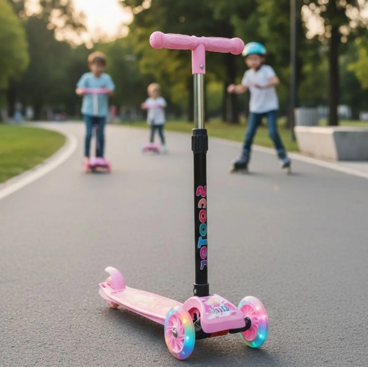 [APP] Patinete Infantil 3 Rodas De Led Dobrável Scooter Crianças - Kparts Importadora