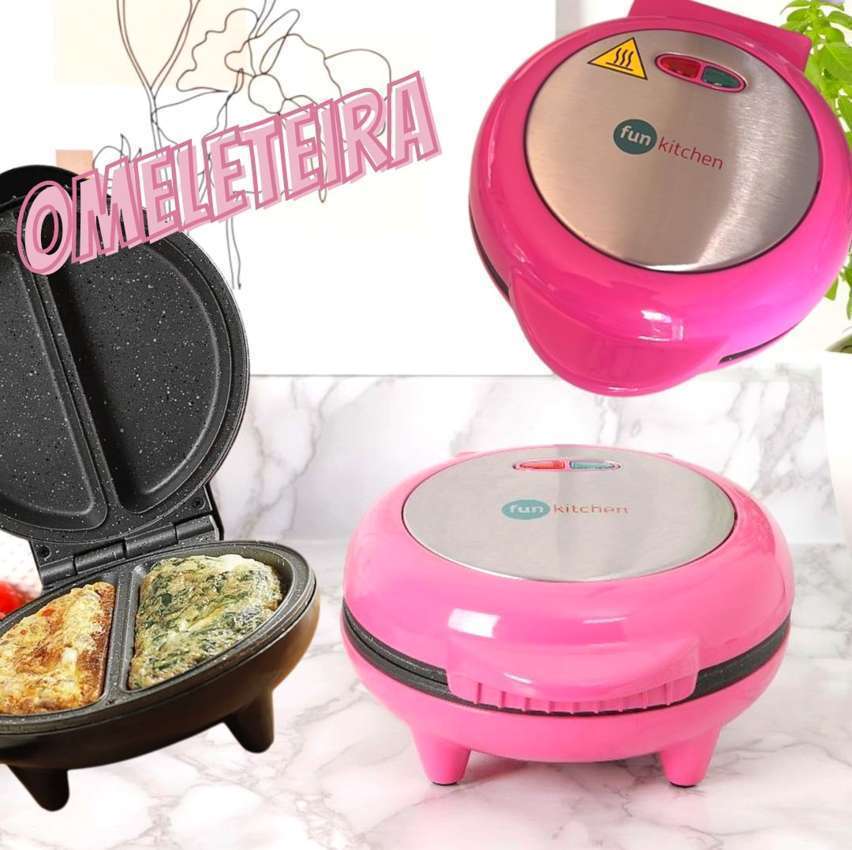 Omeleteira Rosa com Revestimento Marmorizado 750W Fun Kitchen Omeleteira Rosa com Revestimento Marmorizado 750W Fun Kitchen