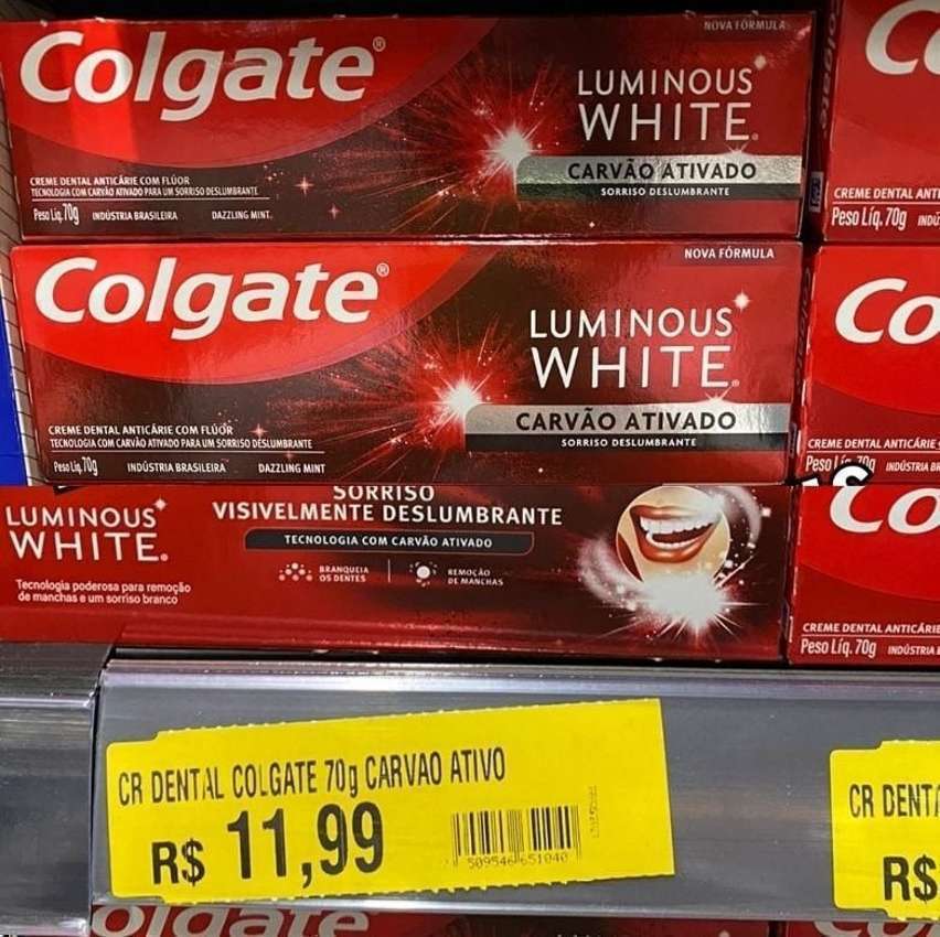 Creme Dental Colgate Luminous White Carvão Ativado 70G, Colgate, 70g Creme Dental Colgate Luminous White Carvão Ativado 70G, Colgate, 70g