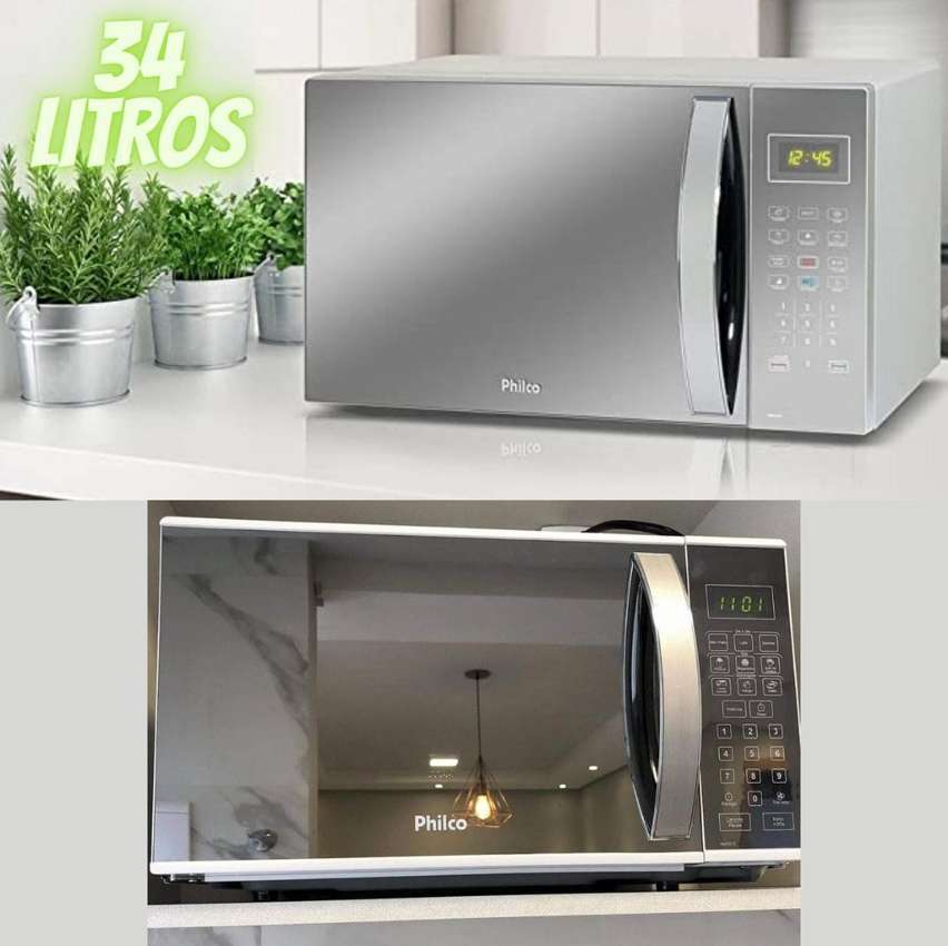 Micro-ondas Philco PMO34 34 Litros Espelhado com Trava de Segurança - 110v Micro-ondas Philco PMO34 34 Litros Espelhado com Trava de Segurança - 110v