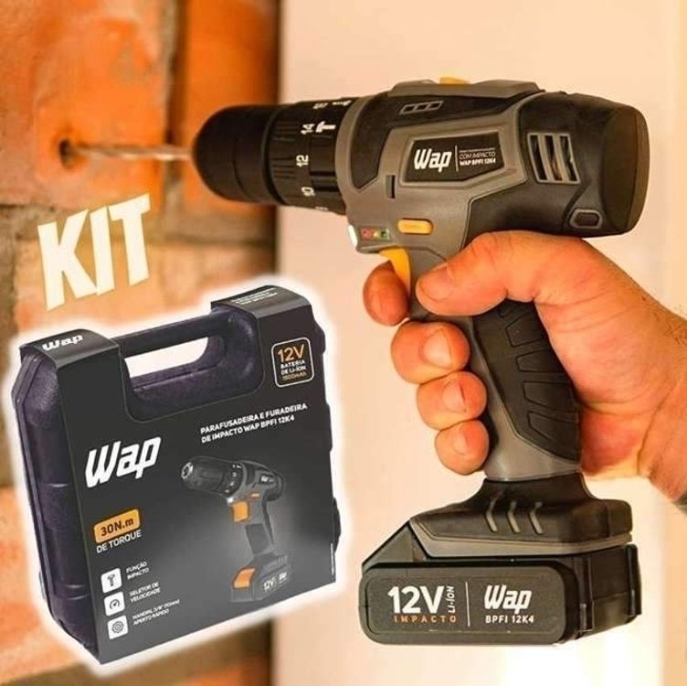 Wap Parafusadeira E Furadeira Com Impacto Bpfi 12k4 A Bateria Li-íon De 12v Torque 18 Níveis Sem Fio Maleta E Kit De 13 Acessórios Bivolt Wap Parafusadeira E Furadeira Com Impacto Bpfi 12k4 A Bateria Li-íon De 12v Torque 18 Níveis Sem Fio Maleta E Kit De 13 Acessórios Bivolt