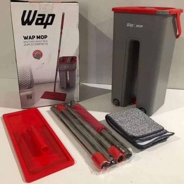 Wap Vassoura Mop Com Balde Mop Duplo Compacto Multiuso, Lava E Seca, Com Refil De Microfibra, 8 Litros Wap Vassoura Mop Com Balde Mop Duplo Compacto Multiuso, Lava E Seca, Com Refil De Microfibra, 8 Litros