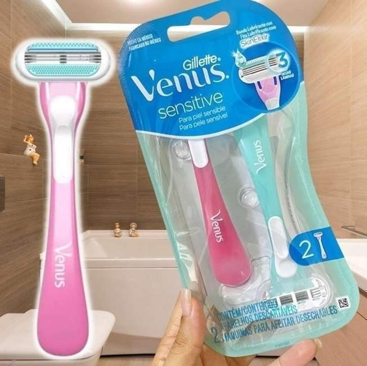 Gillette Venus Sensitive Aparelho de Depilação Feminina Descartável com Skin Elixir, Ideal para Peles Sensíveis, 2 Uds Gillette Venus Sensitive Aparelho de Depilação Feminina Descartável com Skin Elixir, Ideal para Peles Sensíveis, 2 Uds