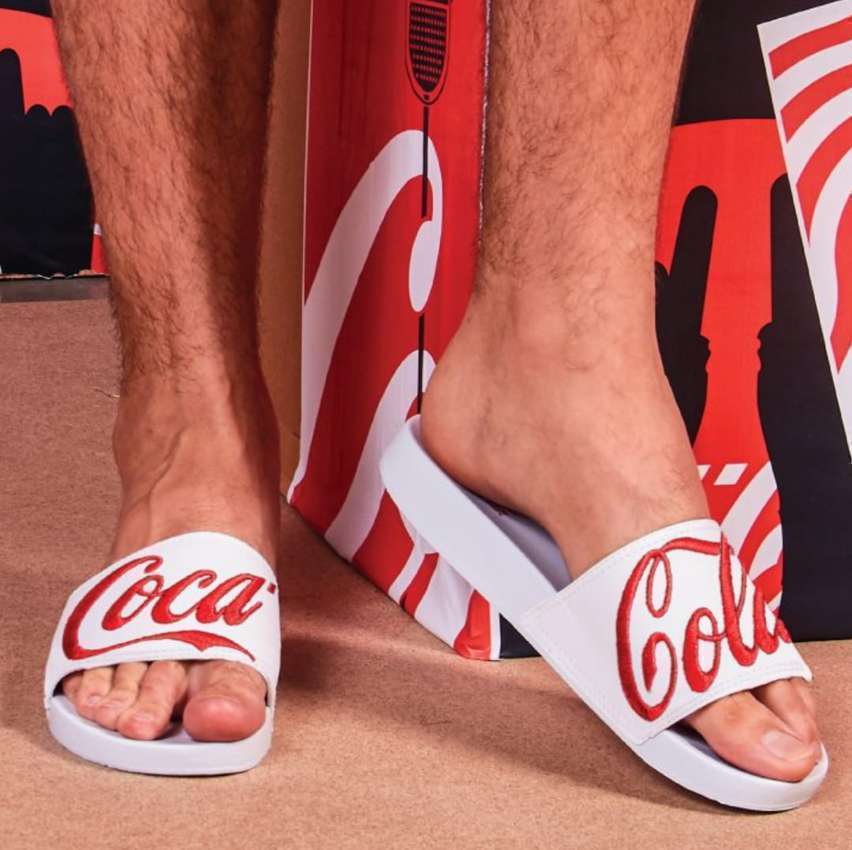 Tênis Slide Logo Coca Bordado, Coca-cola, Masculino Tênis Slide Logo Coca Bordado, Coca-cola, Masculino