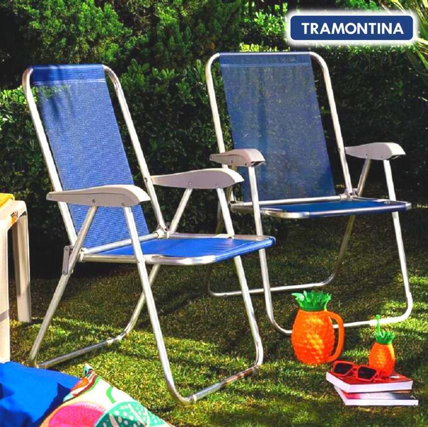 Tramontina, Cadeira De Praia Creta Em Alumínio, Azul Escuro Tramontina, Cadeira De Praia Creta Em Alumínio, Azul Escuro