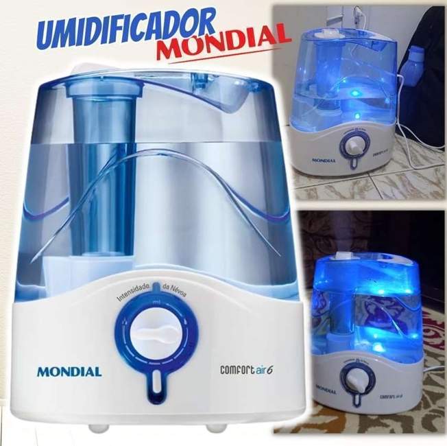 Umidificador de Ar Comfort Air 6, Mondial, Branco/Azul, 35W, Bivolt - UA-07 Umidificador de Ar Comfort Air 6, Mondial, Branco/Azul, 35W, Bivolt - UA-07