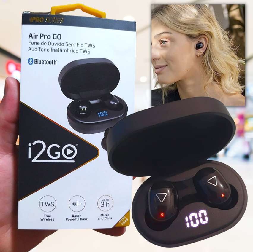 Fone de Ouvido Bluetooth Sem Fio TWS Air PRO Go i2GO com Estojo de Carregamento - i2GO PRO 5 Google Pechinchou Fone de Ouvido Bluetooth Sem Fio TWS Air PRO Go i2GO com Estojo de Carregamento - i2GO PRO 5 Google Pechinchou