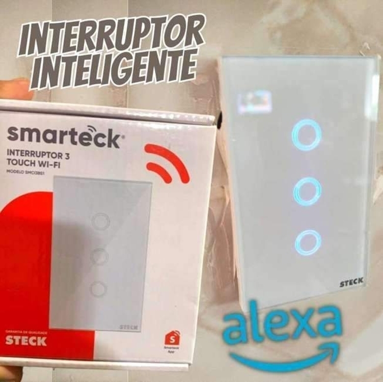 Steck, Interruptor Inteligente 4×2”, Touch Wi-Fi Steck Ambiente Conectado, 3 Módulos, Bivolt, Branco Steck, Interruptor Inteligente 4×2”, Touch Wi-Fi Steck Ambiente Conectado, 3 Módulos, Bivolt, Branco