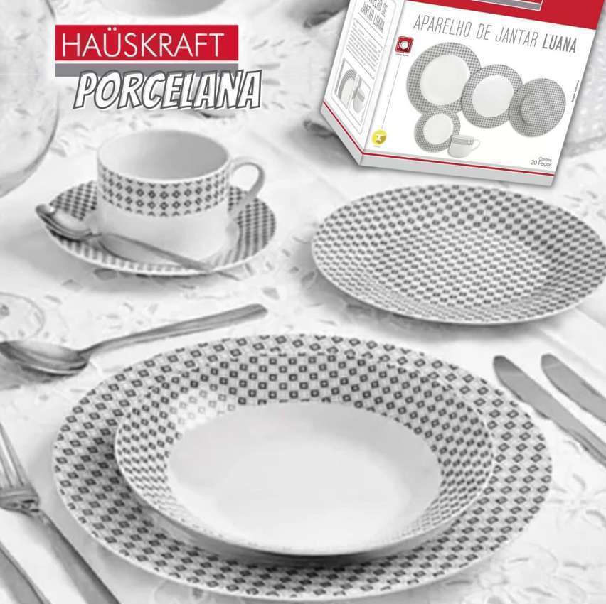 Aparelho De Jantar Chá 20 Peças Hauskraft - Porcelana Branco E Vermelho Redondo Fernanda Aparelho De Jantar Chá 20 Peças Hauskraft - Porcelana Branco E Vermelho Redondo Fernanda