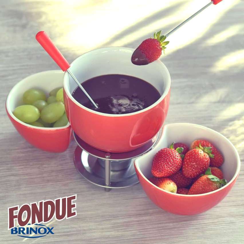 Aparelho de Fondue Cerâmica Brinox Vermelho Aparelho de Fondue Cerâmica Brinox Vermelho