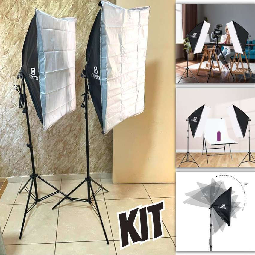 Sou Foto Kit Softbox Duplo Profissional Para Iluminação Fotografia E Video | 2x Softbox 50x70cm E 2x Tripés 2 Metros | Modelo Duo Sou Foto Kit Softbox Duplo Profissional Para Iluminação Fotografia E Video | 2x Softbox 50x70cm E 2x Tripés 2 Metros | Modelo Duo