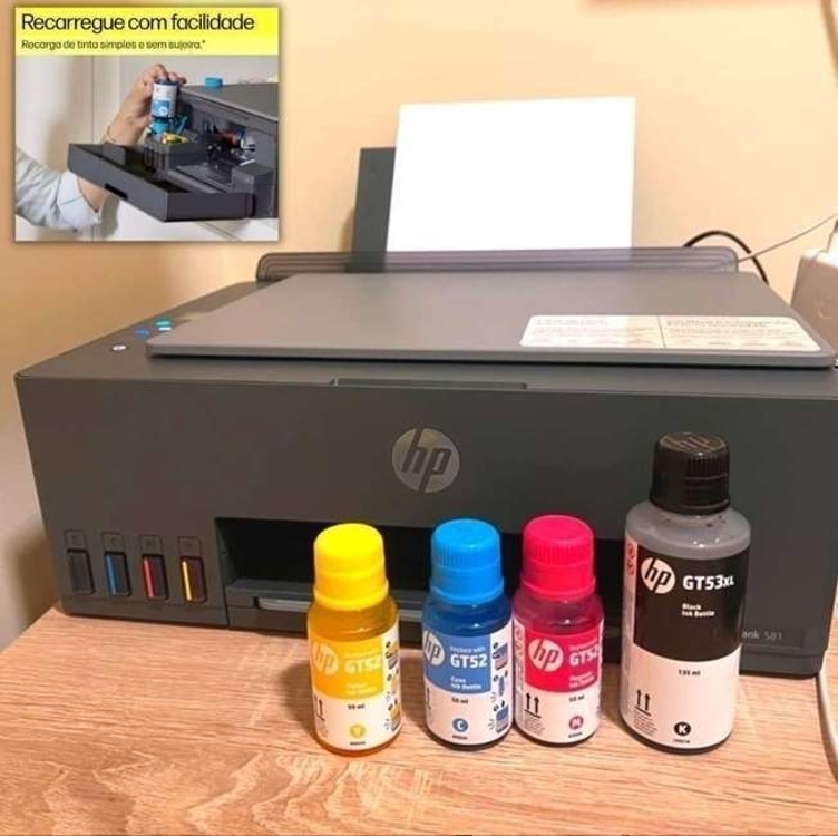 Impressora Multifuncional HP Smart Tank 581 Tanque de Tinta Colorida WiFi com autorreparo USB Impressora Copiadora e Scanner Cor Cinza Chumbo 4A8D5A 110/220V Impressora Multifuncional HP Smart Tank 581 Tanque de Tinta Colorida WiFi com autorreparo USB Impressora Copiadora e Scanner Cor Cinza Chumbo 4A8D5A 110/220V