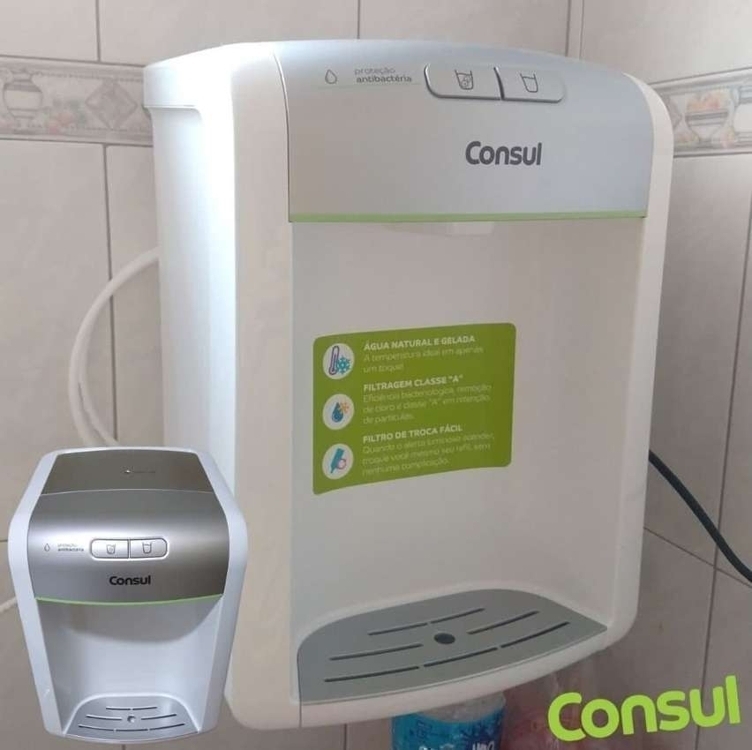 Purificador De Água Consul Prata Refrigerado, Com Proteção Antibactérias - Cpb34as Bivolt Purificador De Água Consul Prata Refrigerado, Com Proteção Antibactérias - Cpb34as Bivolt