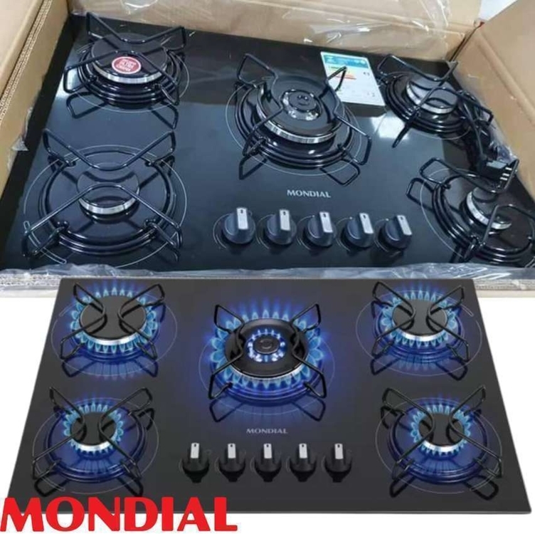 Cooktop 5 Bocas Mondial a Gás GLP Preto - Tripla-chama CTG-03 Cooktop 5 Bocas Mondial a Gás GLP Preto - Tripla-chama CTG-03