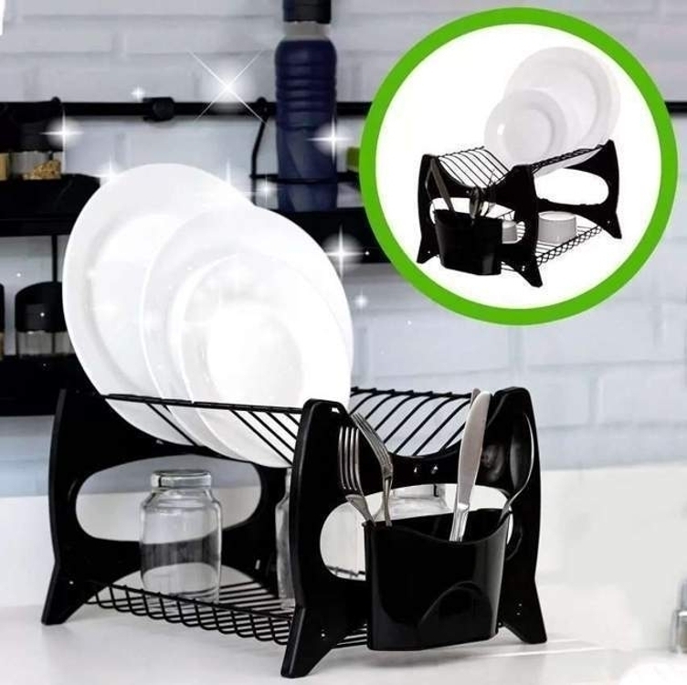 Escorredor De Louca Cozinha 13 Pratos Copo Duplo 2 Andares Porta Talheres - MetalTru Escorredor De Louca Cozinha 13 Pratos Copo Duplo 2 Andares Porta Talheres - MetalTru
