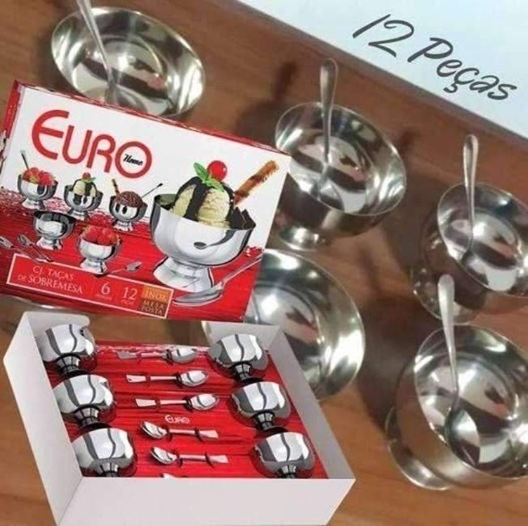 Conjunto Taças para Sobremesa Inox, 8 Peças, Euro Conjunto Taças para Sobremesa Inox, 8 Peças, Euro