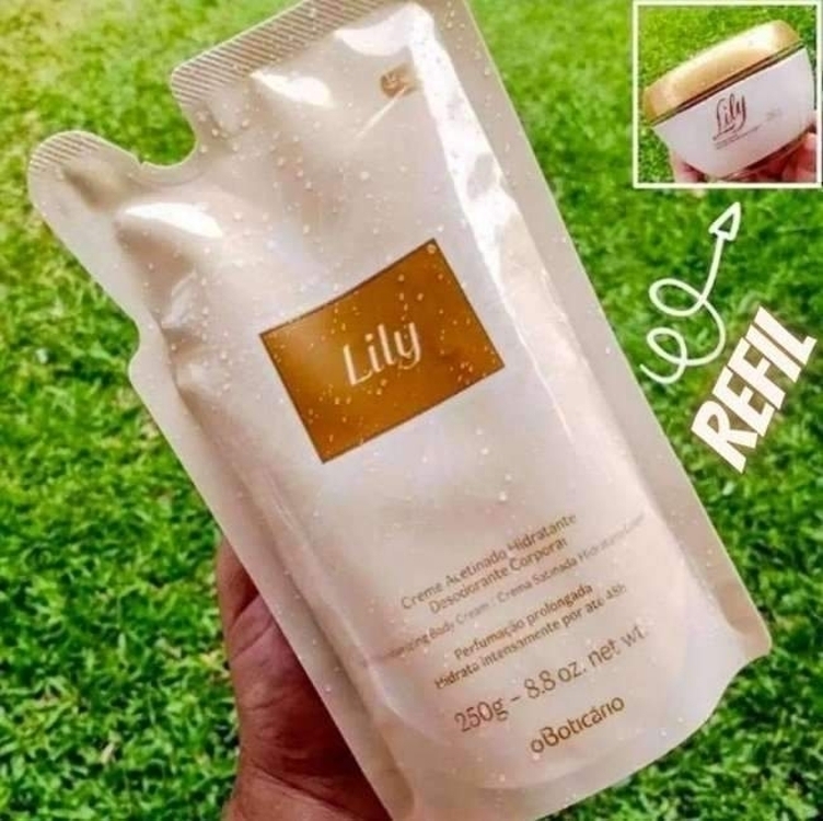 Refil Creme Acetinado Hidratante Corporal Para Pele Lily 250g Refil Creme Acetinado Hidratante Corporal Para Pele Lily 250g