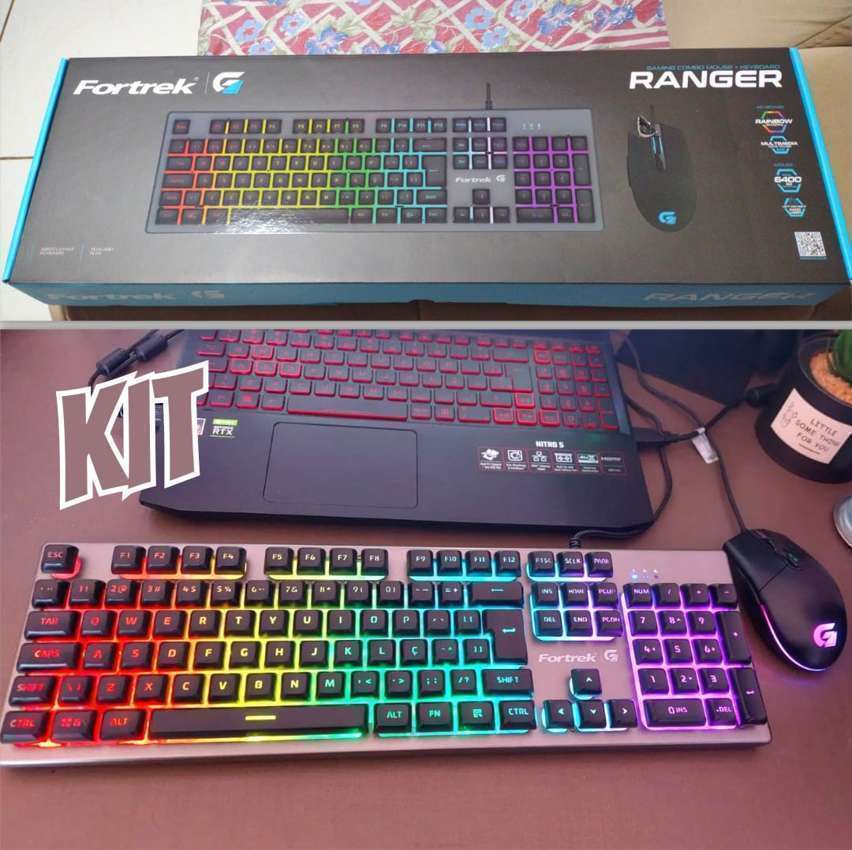 Kit Teclado + Mouse Gamer 6400 DPI Ranger RGB Rainbow Grafite Fortrek Kit Teclado + Mouse Gamer 6400 DPI Ranger RGB Rainbow Grafite Fortrek