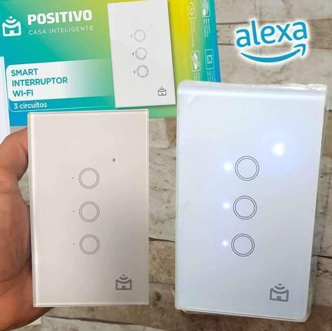 Smart Interruptor Wi-fi Positivo Casa Inteligente, 3 Módulos, Touch, Branco - Compatível Com Alexa Smart Interruptor Wi-fi Positivo Casa Inteligente, 3 Módulos, Touch, Branco - Compatível Com Alexa