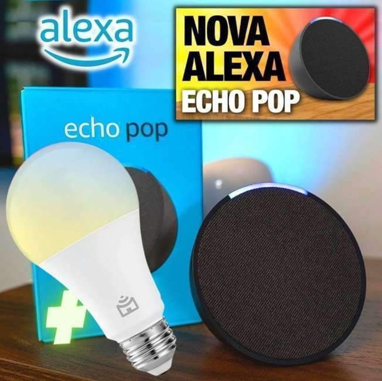 Echo Pop | Smart speaker compacto com som envolvente e Alexa | Cor Preta + Lâmpada Positivo 9W Echo Pop | Smart speaker compacto com som envolvente e Alexa | Cor Preta + Lâmpada Positivo 9W