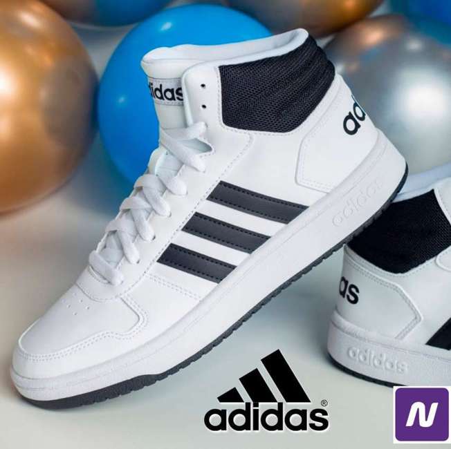 Tênis Adidas Hoops 3.0 Mid Masculino - Branco+preto Tênis Adidas Hoops 3.0 Mid Masculino - Branco+preto