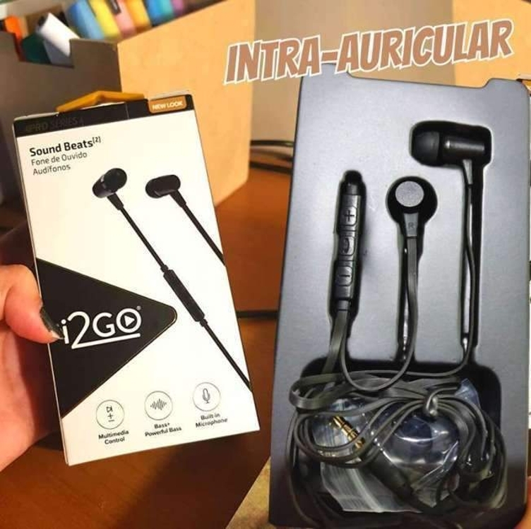 Fone De Ouvido Sound Beats I2GO Intra-Auricular Com Microfone E Acabamento Em Metal 1,2m 103db Preto Fone De Ouvido Sound Beats I2GO Intra-Auricular Com Microfone E Acabamento Em Metal 1,2m 103db Preto
