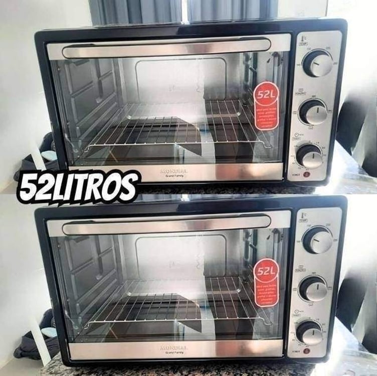 Forno Elétrico 52L Grand Family II, Mondial, 127V, 1800W, Preto/Inox - FR-52 Forno Elétrico 52L Grand Family II, Mondial, 127V, 1800W, Preto/Inox - FR-52