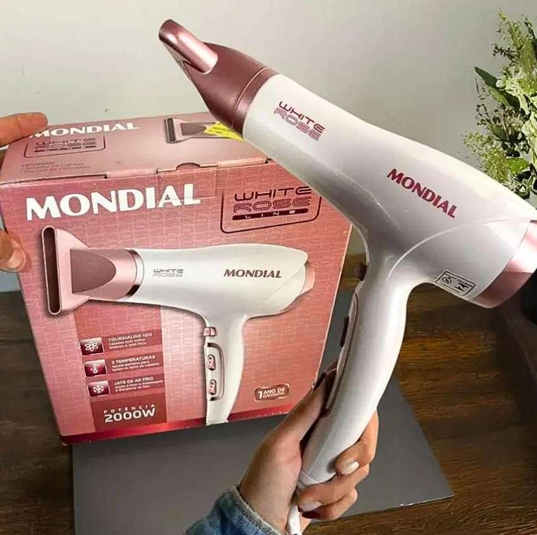 Secador De Cabelos Scn50 2000w Branco E Gold Rose Mondial 220v Secador De Cabelos Scn50 2000w Branco E Gold Rose Mondial 220v