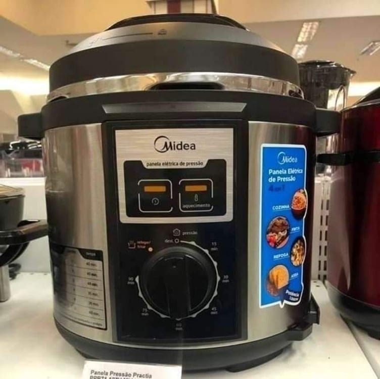 Panela De Pressão Elétrica 6 L Mecânica Inox Midea Panela De Pressão Elétrica 6 L Mecânica Inox Midea
