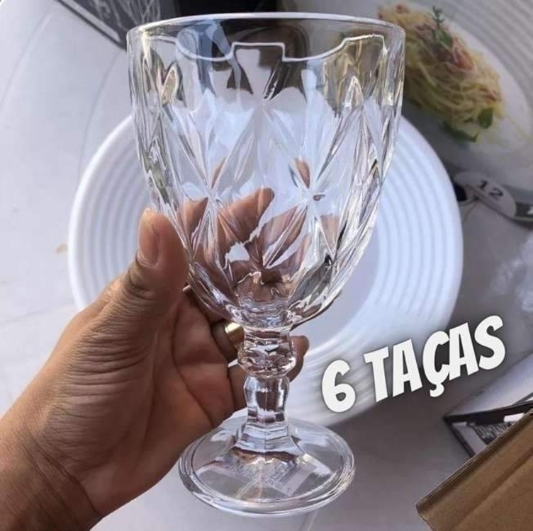 Kit 6 Taças Luxo Diamond 320ml Água Vinho Hauskraft Premium Kit 6 Taças Luxo Diamond 320ml Água Vinho Hauskraft Premium