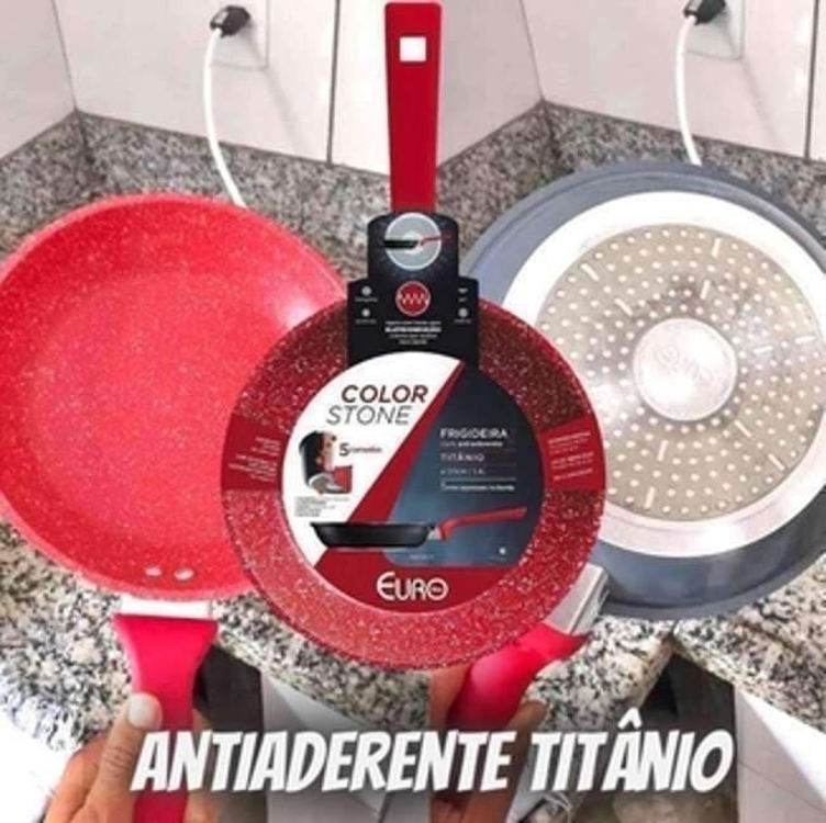 Frigideira 20 Cm Colorstone De Alumínio Com Antiaderente Titânio, Alu8204-ti, Euro Home Frigideira 20 Cm Colorstone De Alumínio Com Antiaderente Titânio, Alu8204-ti, Euro Home