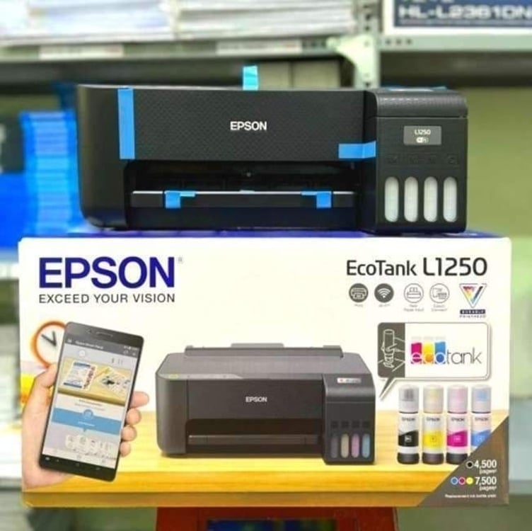 Impressora Epson EcoTank L1250 - Tanque de Tinta Colorida, Wi-Fi Direct, Comando de voz, Bivolt, Cor: Preto Impressora Epson EcoTank L1250 - Tanque de Tinta Colorida, Wi-Fi Direct, Comando de voz, Bivolt, Cor: Preto