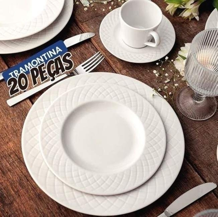 Aparelho de Jantar Ingrid em Porcelana 20 Peças Cor Branco Tramontina Aparelho de Jantar Ingrid em Porcelana 20 Peças Cor Branco Tramontina