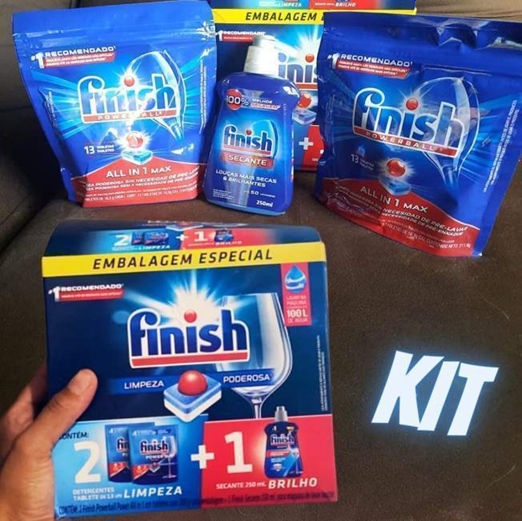 Kit Finish 2 Detergente Power Ball 13 Tabs + Secante Lava Louça 250mL Kit Finish 2 Detergente Power Ball 13 Tabs + Secante Lava Louça 250mL