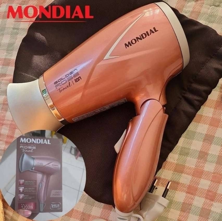 Secador de Cabelos Travel, Mondial, Golden Rose, 1200W, Bivolt - SC-47-GR Secador de Cabelos Travel, Mondial, Golden Rose, 1200W, Bivolt - SC-47-GR