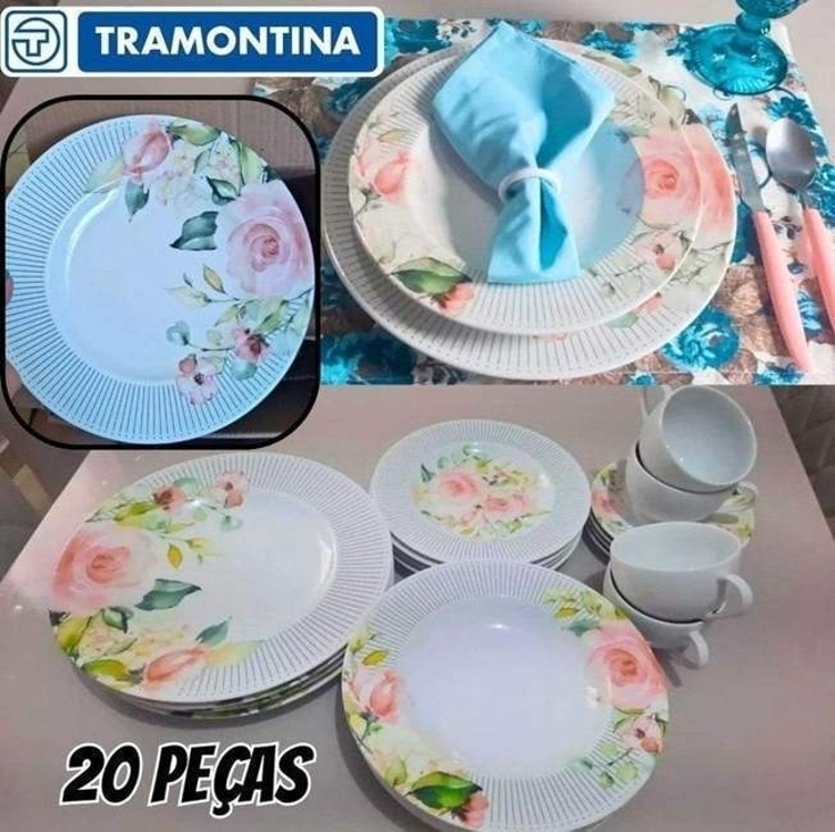 Aparelho De Jantar Tramontina Ornatta 20 Peças Branco Aparelho De Jantar Tramontina Ornatta 20 Peças Branco
