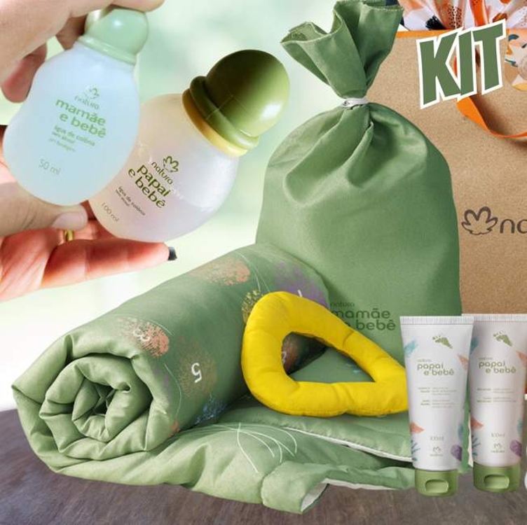 Presente Natura Papai e Bebê com Tapete Mêsversário Presente Natura Papai e Bebê com Tapete Mêsversário
