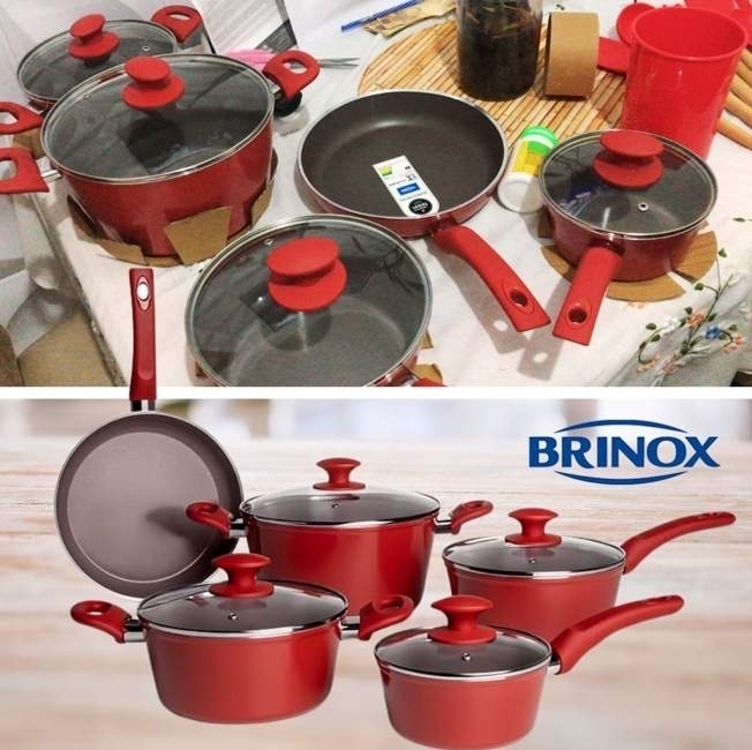 Jogo de Panelas 5 Peças Ceramic Life Optima com Fundo de Indução Brinox - Vermelho Carmin Jogo de Panelas 5 Peças Ceramic Life Optima com Fundo de Indução Brinox - Vermelho Carmin