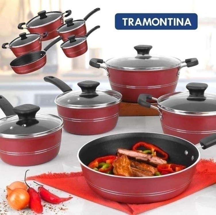 Jogo De Panelas Sicília 5 Peças Vermelho Tramontina Jogo De Panelas Sicília 5 Peças Vermelho Tramontina