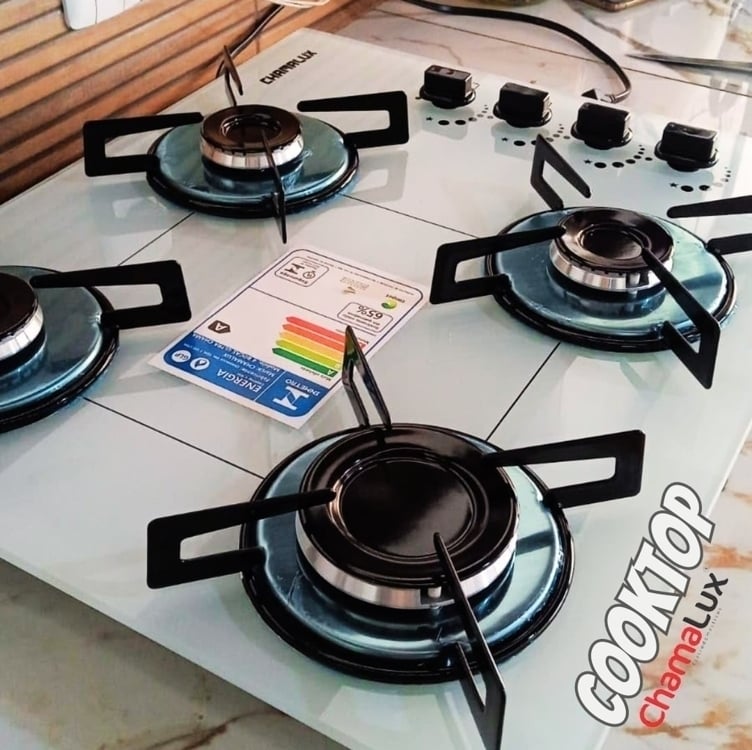 Cooktop 4 Bocas Chamalux Ultra Chama Branco Bivolt Trempe Chapa Cooktop 4 Bocas Chamalux Ultra Chama Branco Bivolt Trempe Chapa