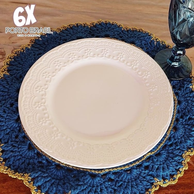 Porto Brasil Conjunto com 6 Pratos Raso Madeleine Branco 26cm Porto Brasil Conjunto com 6 Pratos Raso Madeleine Branco 26cm