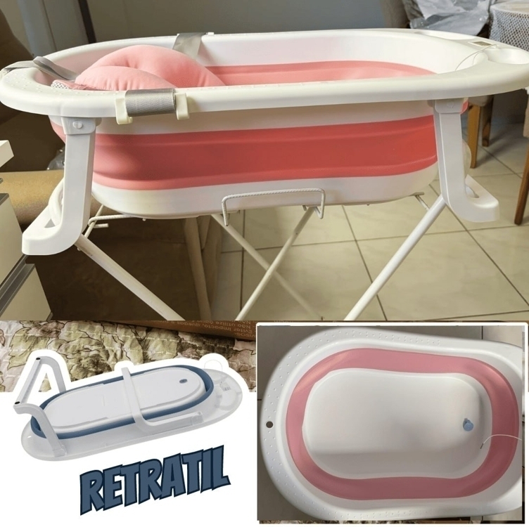 Banheira Retratil Portátil Dobrável Infantil com Termometro Digital Banho Bebê Rosa Awiki Banheira Retratil Portátil Dobrável Infantil com Termometro Digital Banho Bebê Rosa Awiki
