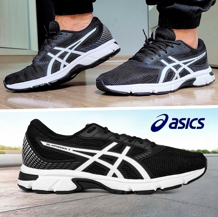 Tênis Asics Gel-Impression 11 Masculino - Preto+Branco Tênis Asics Gel-Impression 11 Masculino - Preto+Branco