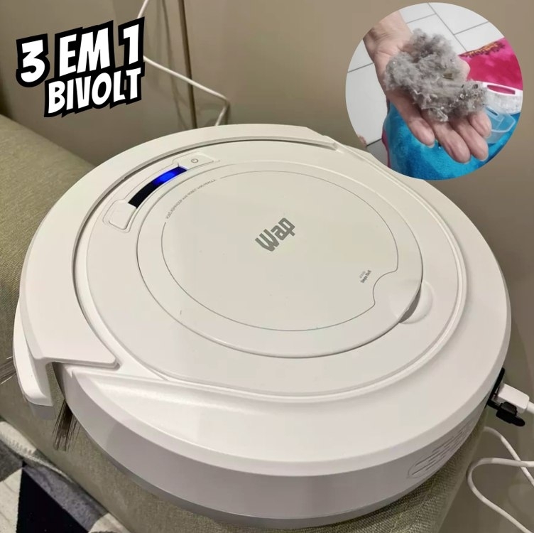 Robô Aspirador de Pó WAP ROBOT W90 PÉROLA Automático 3 em 1 Bivolt Robô Aspirador de Pó WAP ROBOT W90 PÉROLA Automático 3 em 1 Bivolt