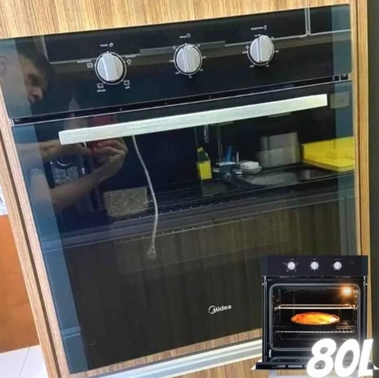 Forno Elétrico Embutir 80l Liva Midea 220v, Preto Forno Elétrico Embutir 80l Liva Midea 220v, Preto
