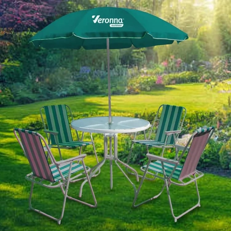 Conjuto De Mesa Com 4 Cadeiras + Guarda Sol, Piscina Jardim Conjuto De Mesa Com 4 Cadeiras + Guarda Sol, Piscina Jardim