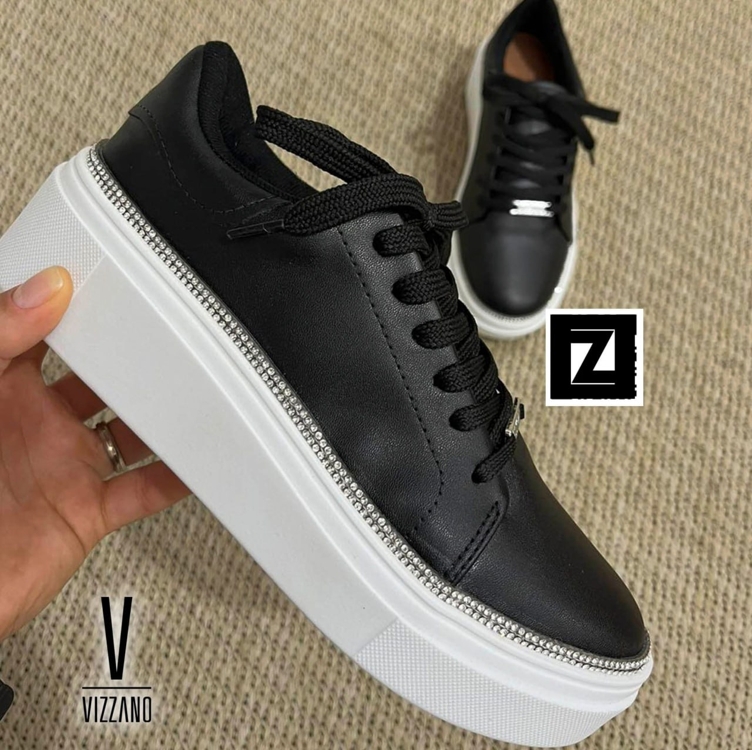 Tênis Vizzano Strass Feminino - Preto+Prata Tênis Vizzano Strass Feminino - Preto+Prata