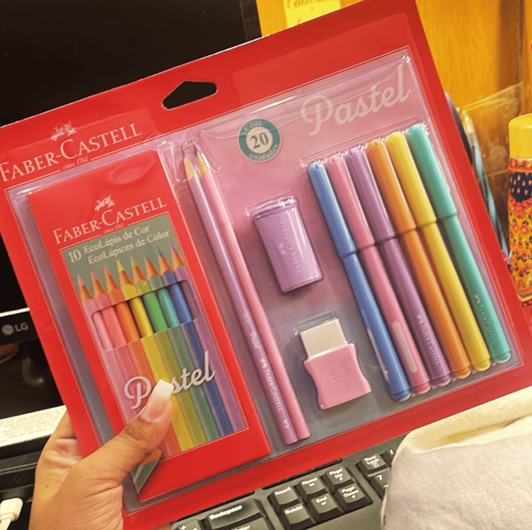 Kit Tons Pastel, Faber-Castell, KIT/PASTEL, KIT de 20, Lápis de Cor + Canetinhas + Borracha + Apontador + Grafite Kit Tons Pastel, Faber-Castell, KIT/PASTEL, KIT de 20, Lápis de Cor + Canetinhas + Borracha + Apontador + Grafite