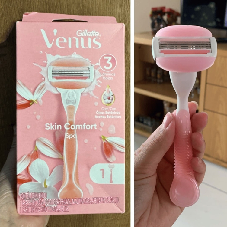 Gillette Venus Skin Comfort Spa Aparelho de Depilação Recarregável com Barras Umectantes e Óleos Botânicos, 1 Ud Gillette Venus Skin Comfort Spa Aparelho de Depilação Recarregável com Barras Umectantes e Óleos Botânicos, 1 Ud